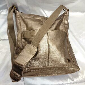 * The Sak Crossbody Silver Gold Metal Metallic Leather Large Adjustable Strap